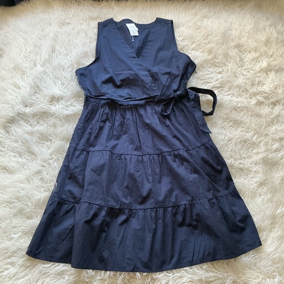 NWT J Crew Faux Wrap Sleeveless Mini Dress Navy - Picture 2 of 5